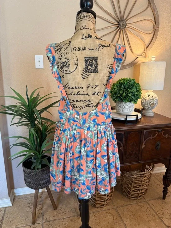 Free People Coral Peach Floral Mini Dress - Picture 9 of 14